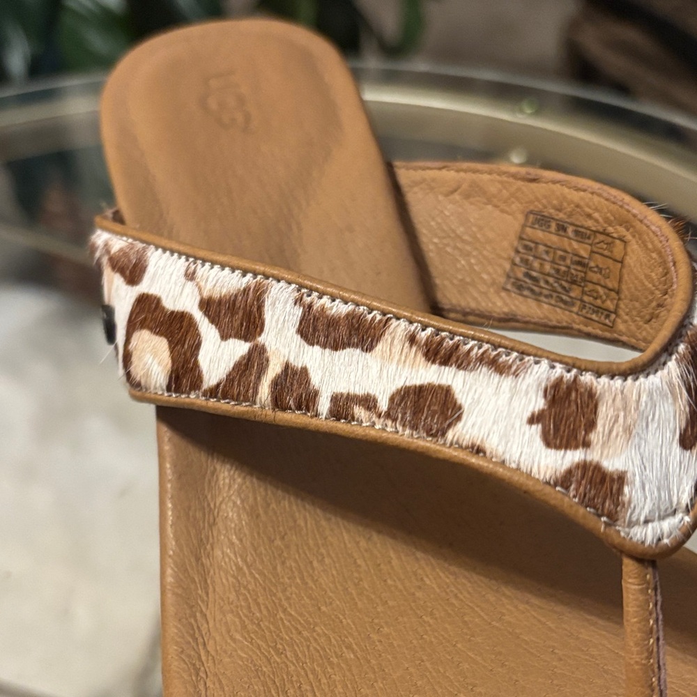UGG Women's Leopard Print and Tan Sandals - Picture 4 of 7